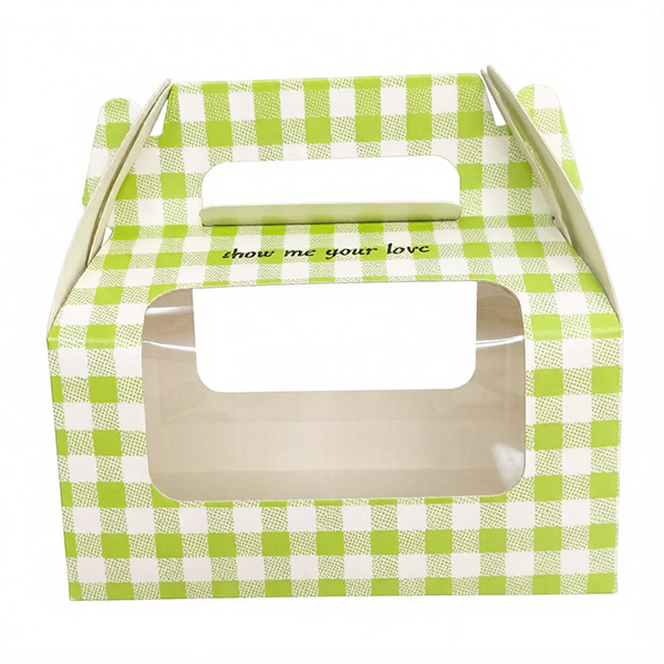 Green Check Window Cake Handle Box